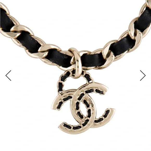 CHANEL CC Leather CC Collar Choker Necklace - Picture 2 of 4